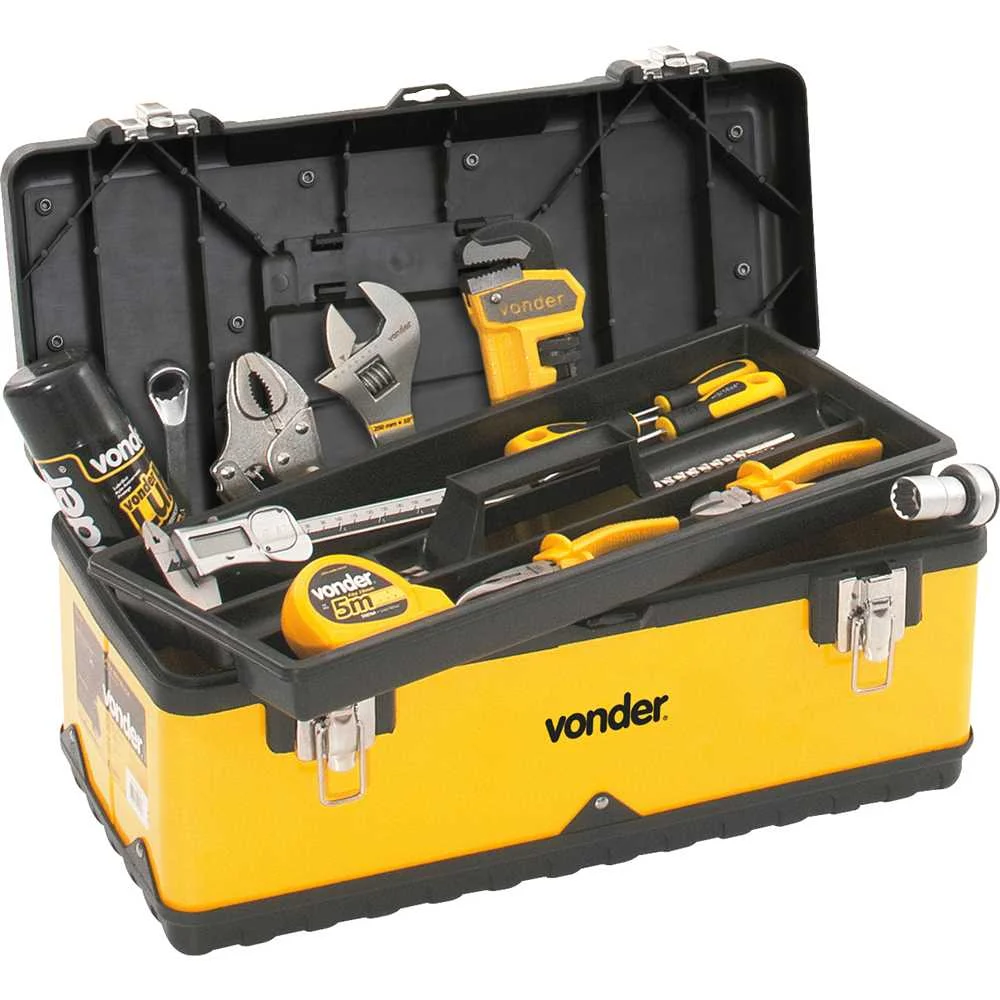 Caixa para Ferramentas Plástica/Metálica 38 cm x 16 cm x 18 cm – Vonder-61.05.380.000