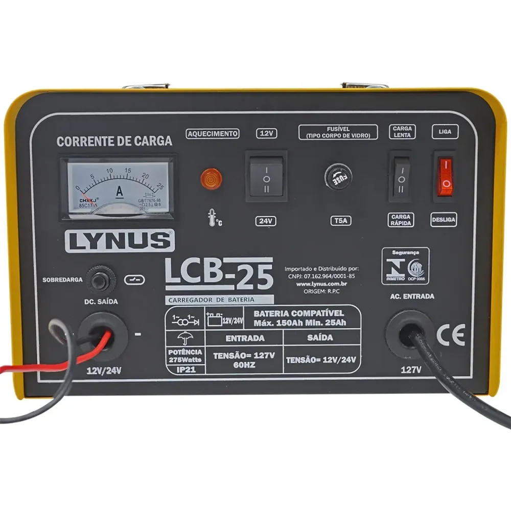 Carregador de Bateria Portátil 127V - LYNUS - LCB-25 - 00005388.4
