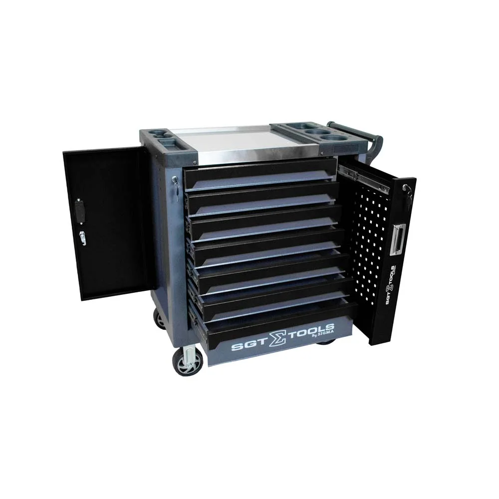 Carrinho de Ferramentas em Aço com 7 Gavetas Preto- SigmaTools-1205100623
