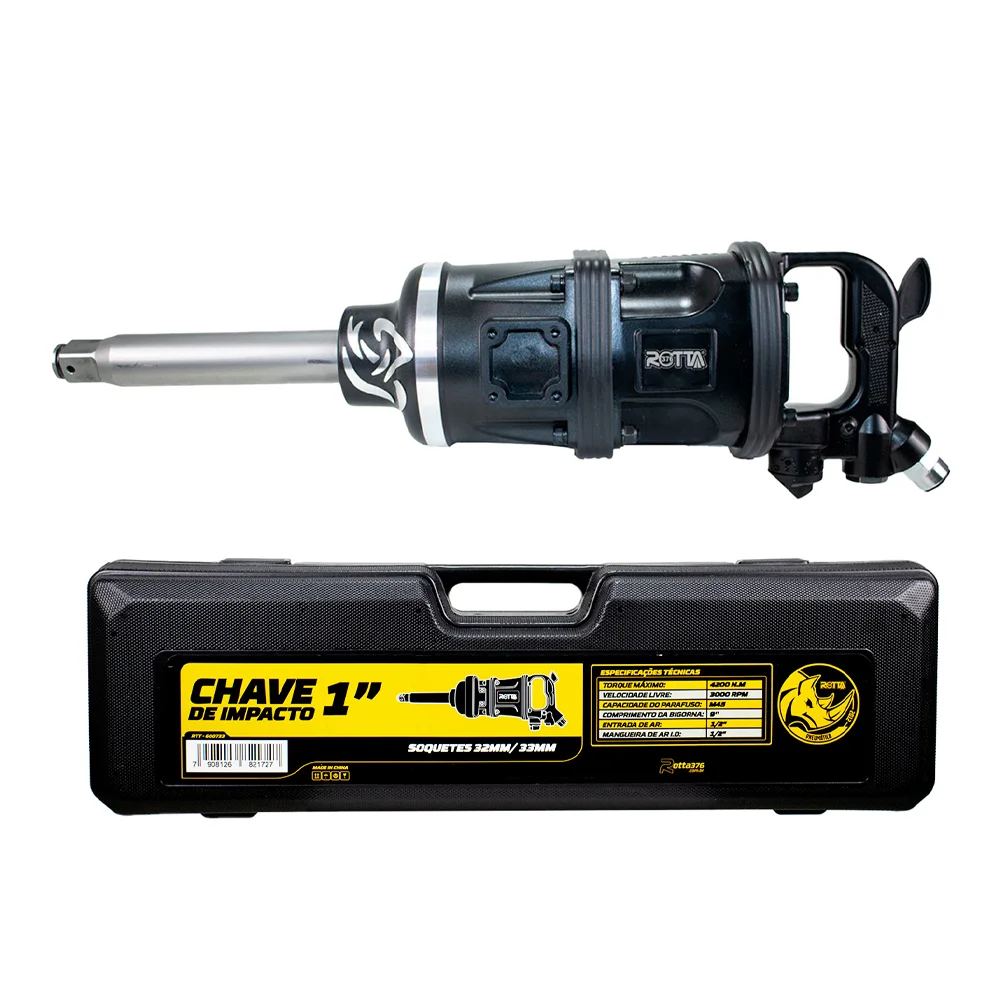Chave de Impacto Pneumática 1″ 4200N·m com Soquetes 32 e 33mm – Rotta-600733