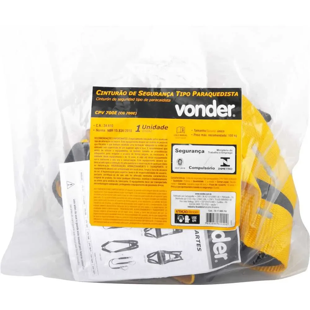 Cinturão de Segurança Tipo Paraquedista CPV 700E - Vonder-70.17.000.700