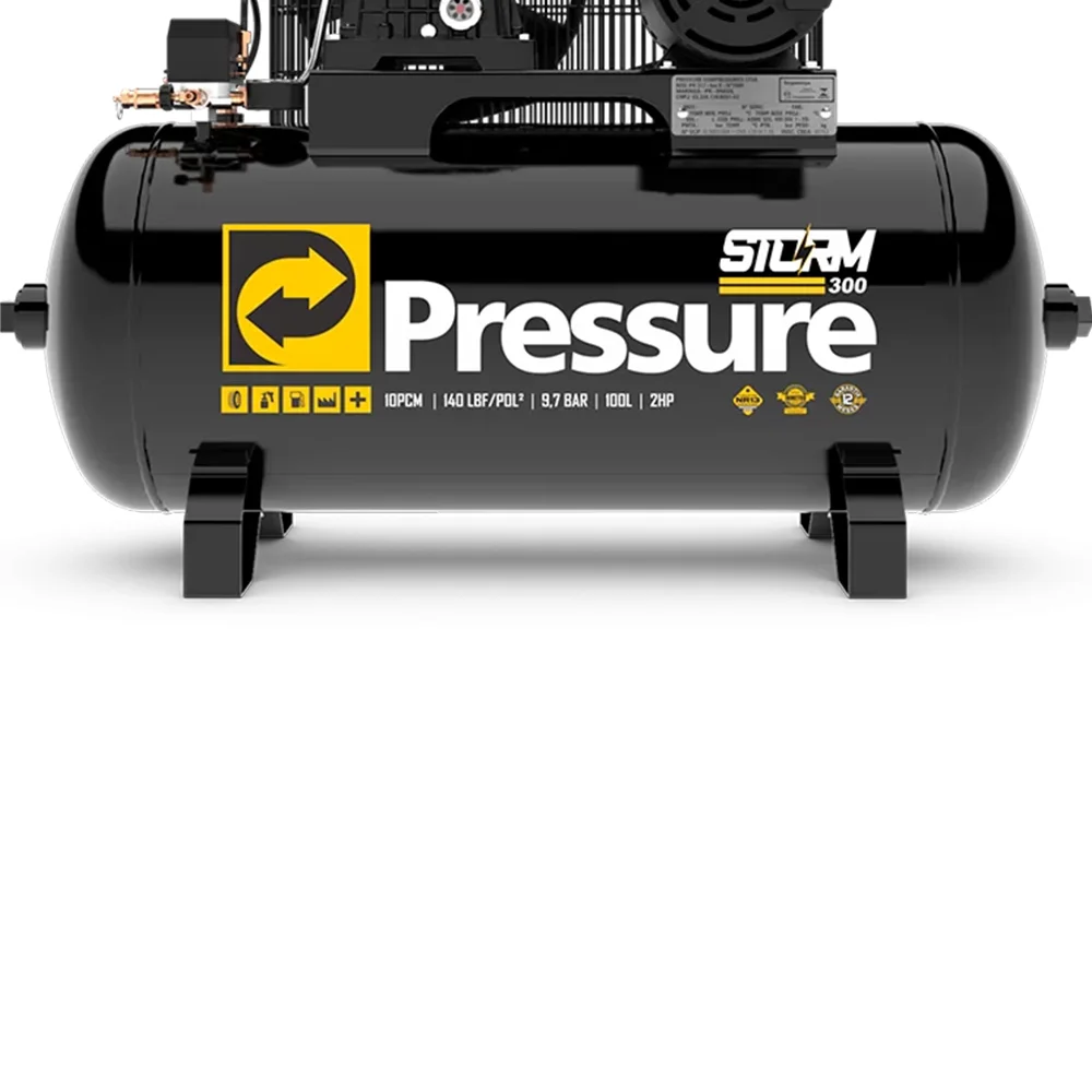 Compressor de Ar 10 Pcm 100L 140Psi 110/220V Mono - Pressure-Storm 300