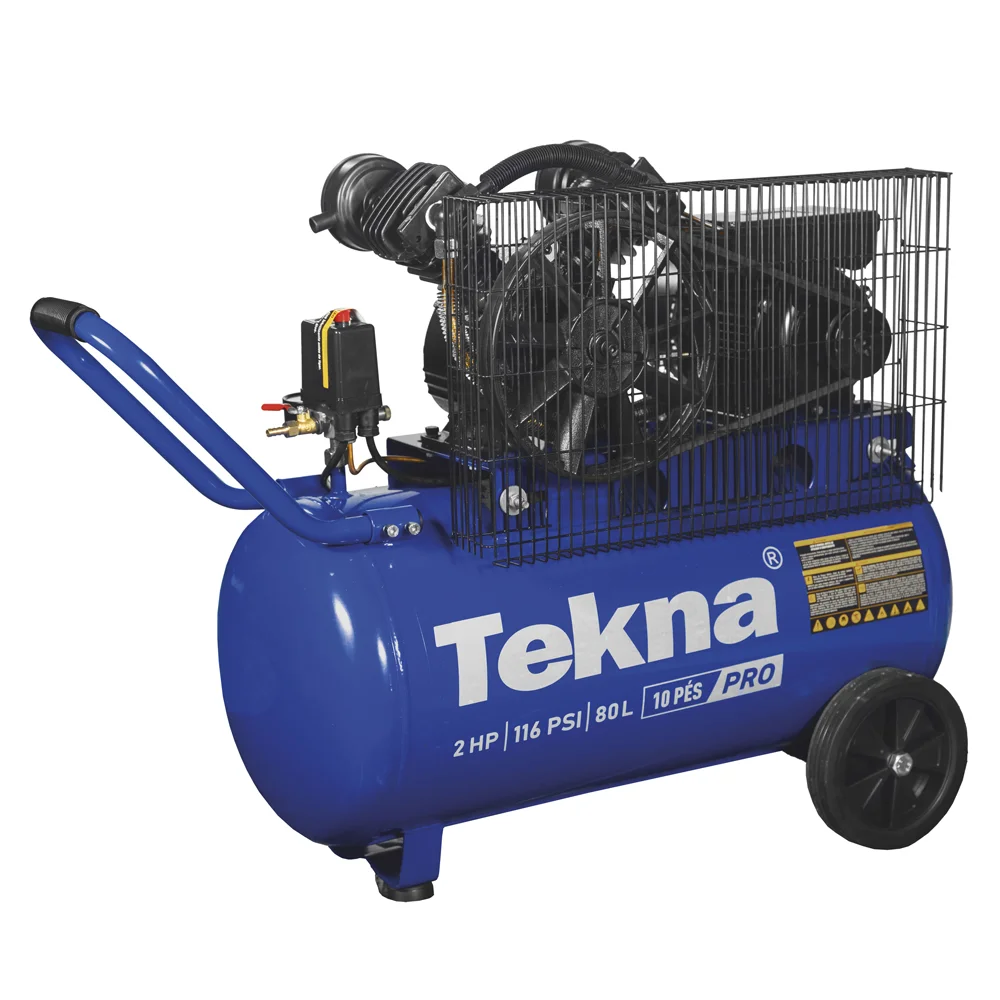 Compressor de ar 10Pcm 2HP 8Bar 80 Litros - Tekna-1011102