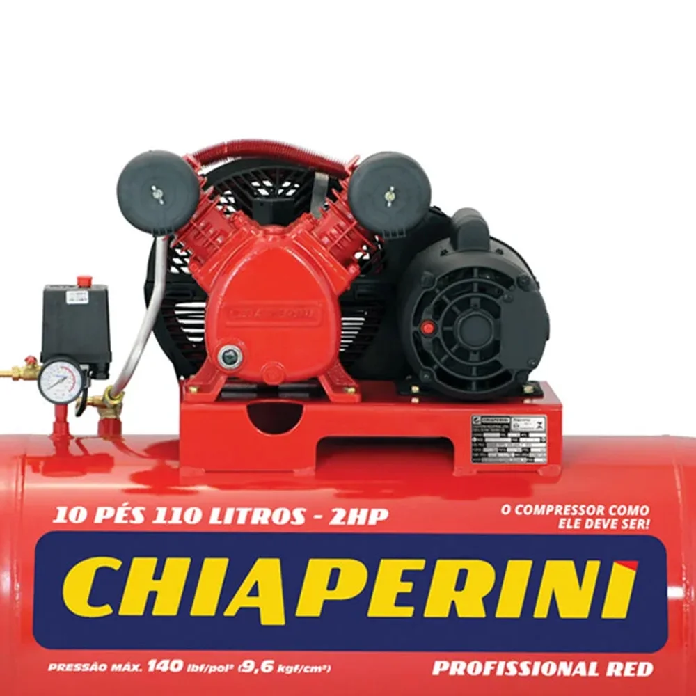 Compressor de Ar 10 Pcm 2Hp 110L 140Lbs 127/220V Mono Red Profissional - Chiaperini-19195