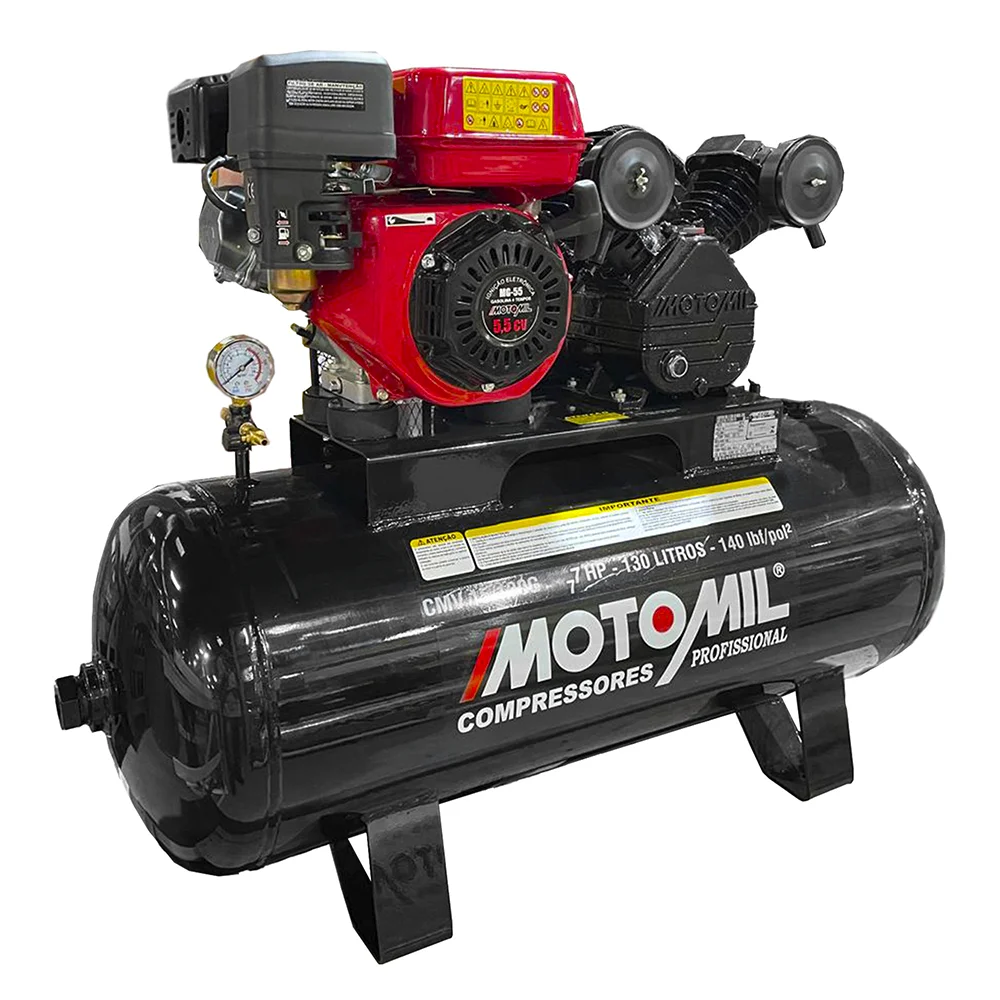 Compressor de Ar 15 Pés á Gasolina com Motor 5,5HP - Motomil-CMV-15/130G