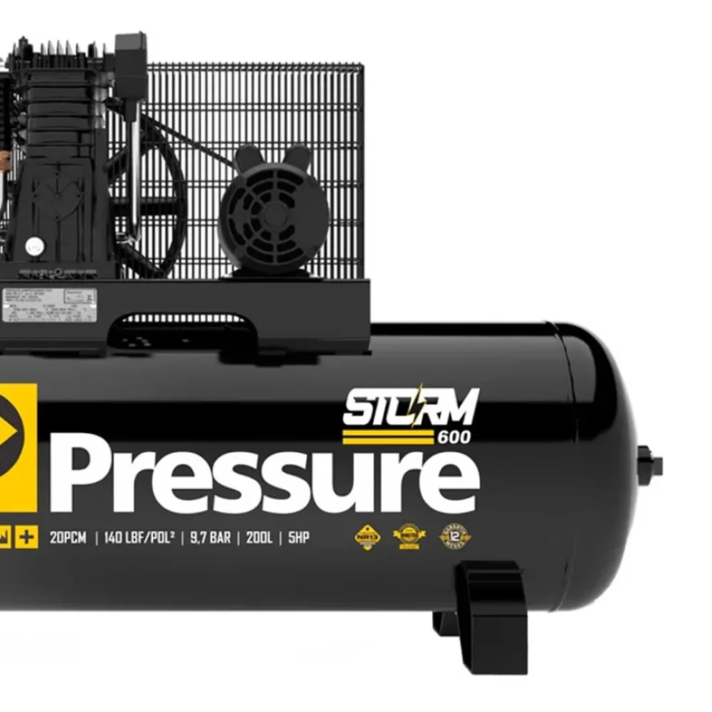 Compressor de ar 20 Pcm 140 Psi 200L 220/380V Trifásico - Pressure-Storm 600