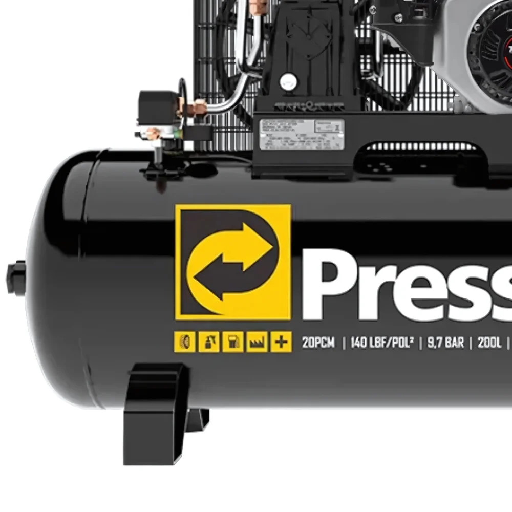 Compressor de Ar 20 Pcm 140PSI 200 Litros à Gasolina 7Hp com Partida Elétrica - Pressure