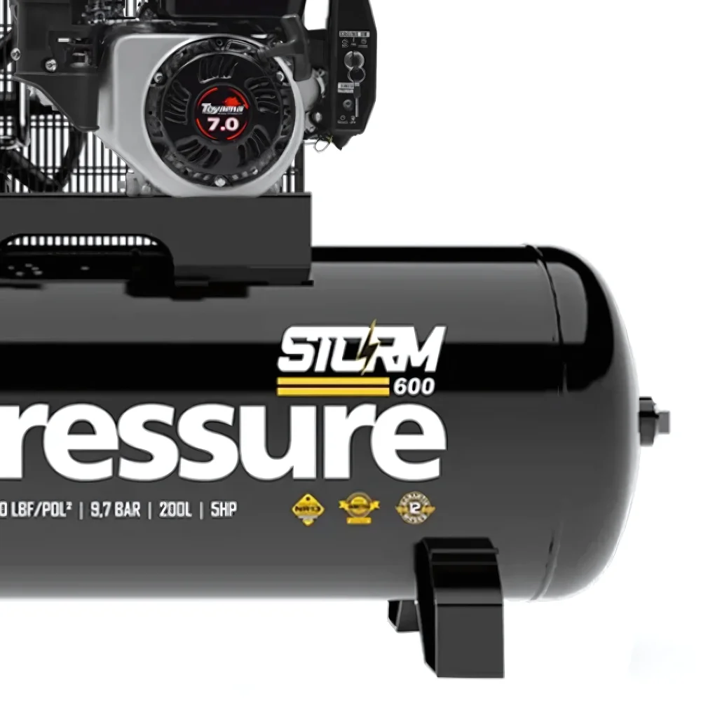 Compressor de Ar 20 Pcm 140PSI 200 Litros à Gasolina 7Hp com Partida Elétrica - Pressure