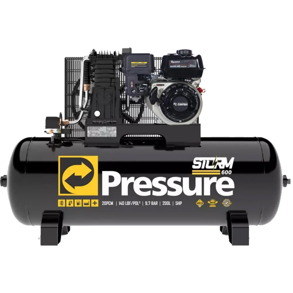 Compressor de Ar 20 PCM 140PSI 200 Litros à Gasolina - Pressure