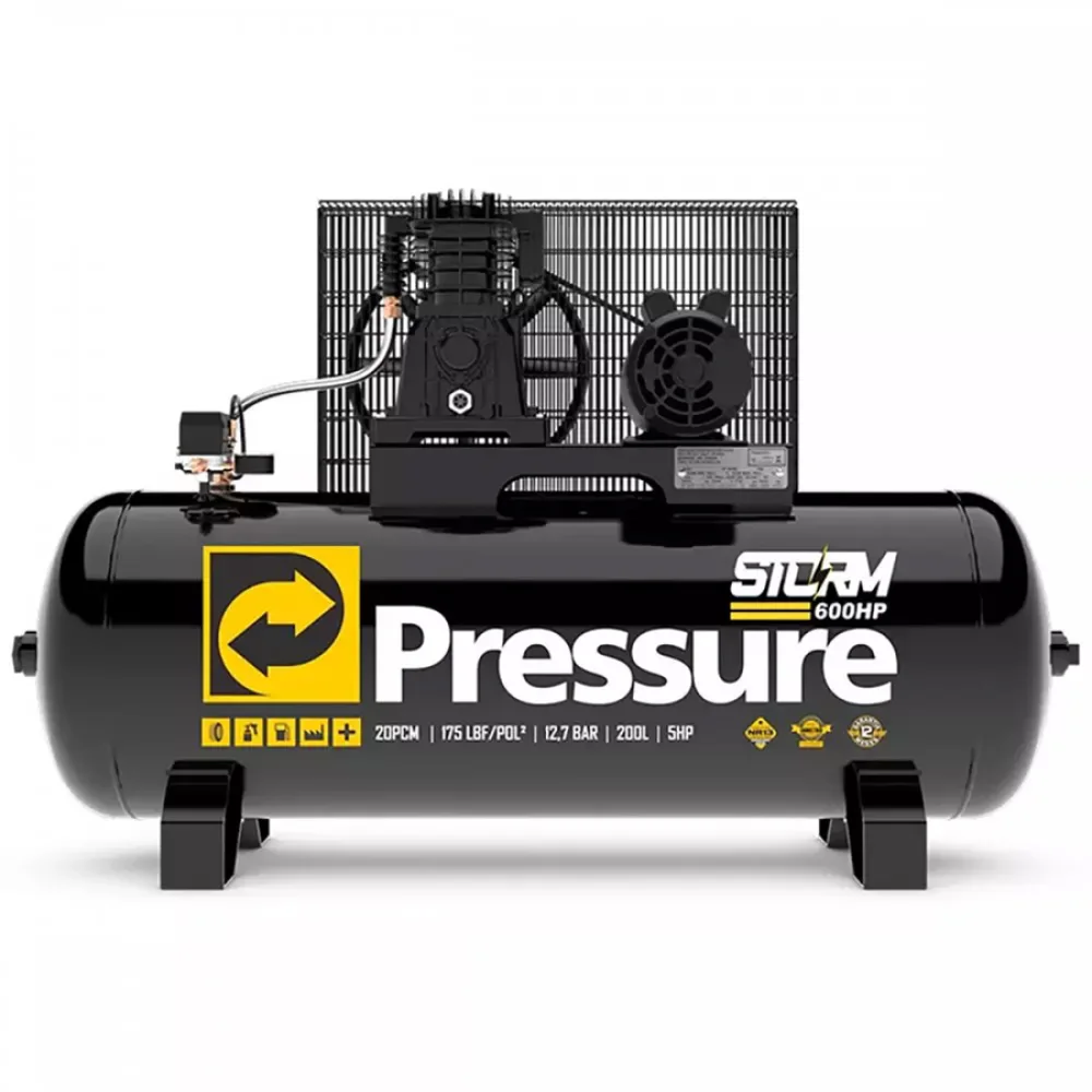 Compressor de Ar 20 PCM 175Lbs 200L  Trifásico Storm 600 - Pressure-8975707993