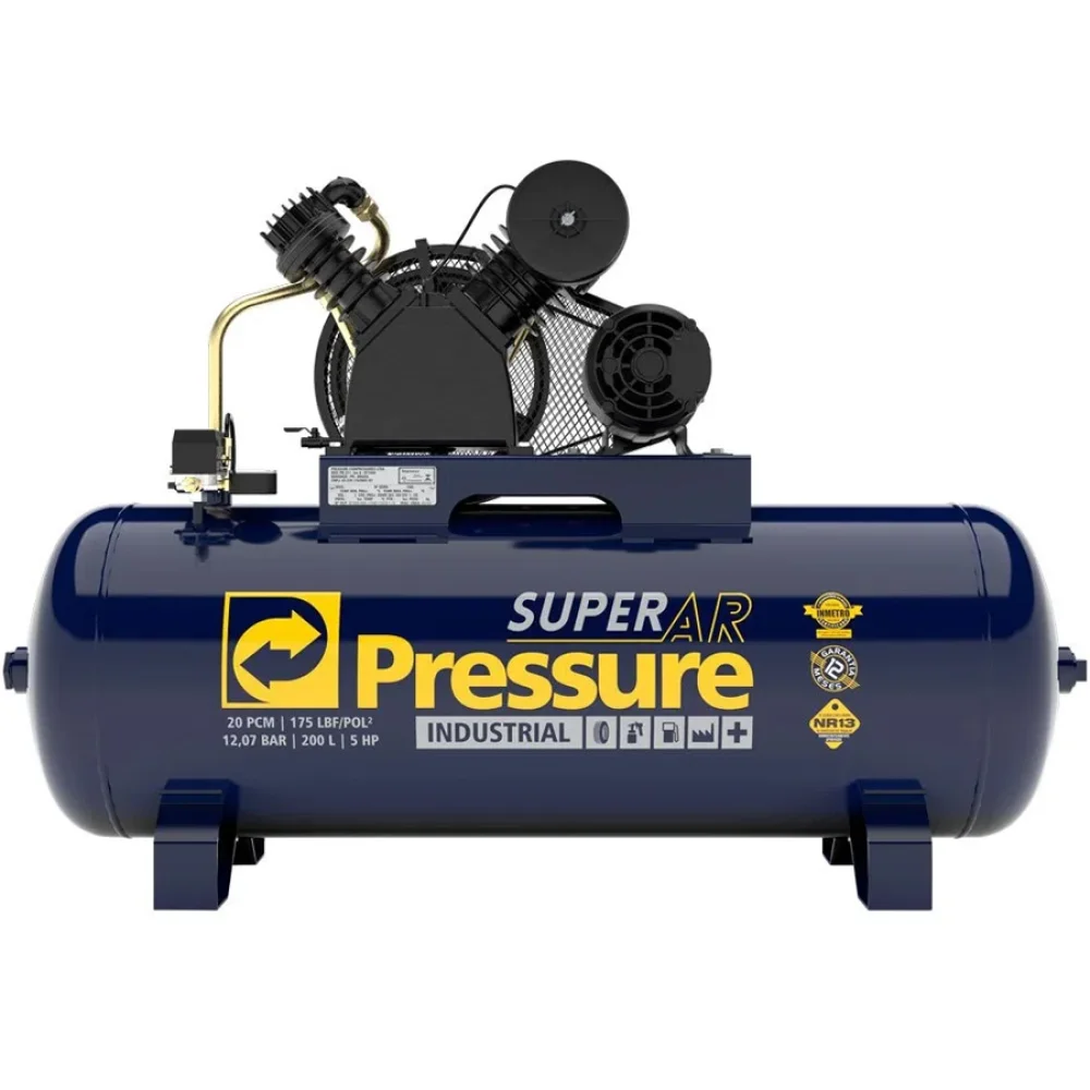 Compressor de Ar 20 PCM 175PSI 200 Litros 220/380V Trifásico - Pressure-8975701068