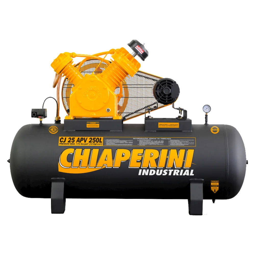 Compressor de Ar 25 PCM 250 Litros 175PSI 5 HP 220/380V Trif - Chiaperini-696