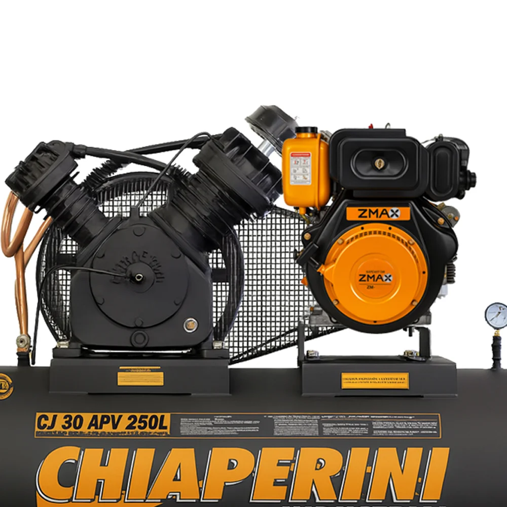 Compressor de Ar 30 Pcm, Alta Pressão 175PSI, Reservatório 250 Litros com Motor Diesel 13HP com Part. Elétrica - Chiaperini