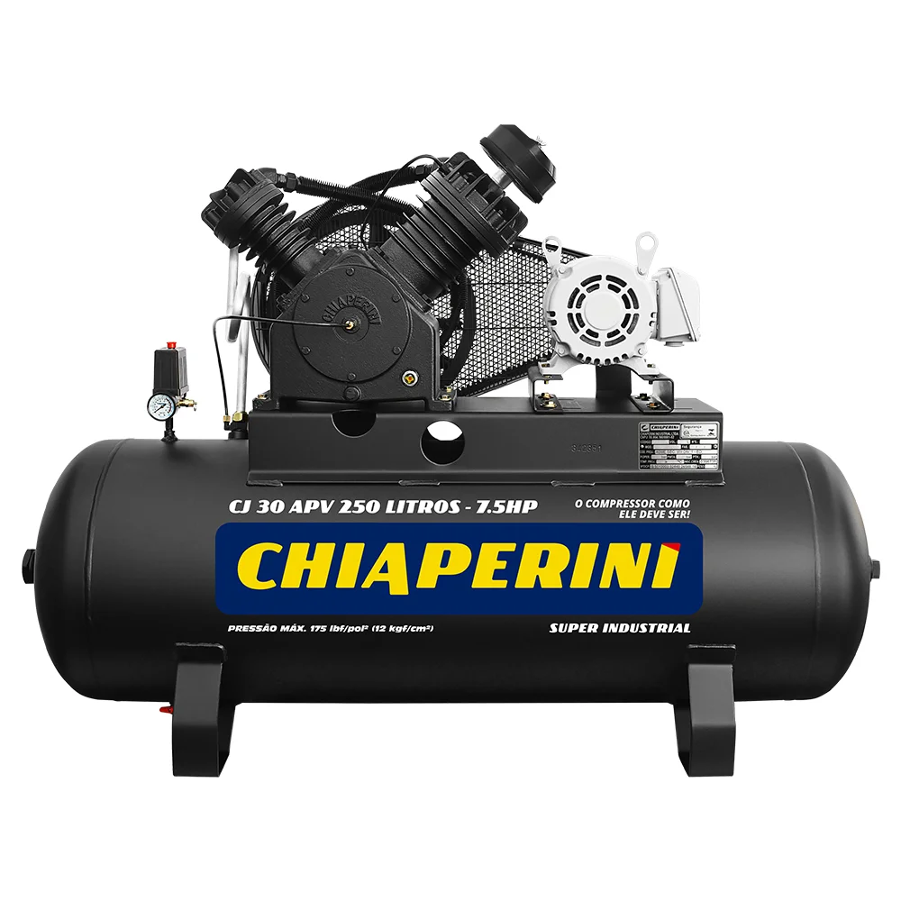 Compressor de ar alta pressão 30 pcm 250 litros - Chiaperini CJ 30 APV 250L