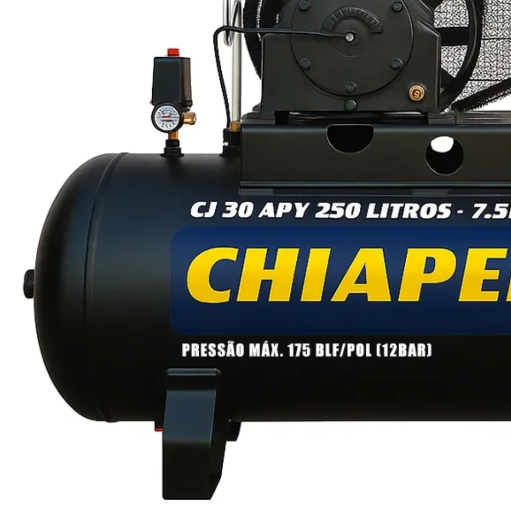 Compressor de Ar Alta Pressão CJ 30 Pés 250L 7.5CV Trifásico 220/380V -  CHIAPERINI