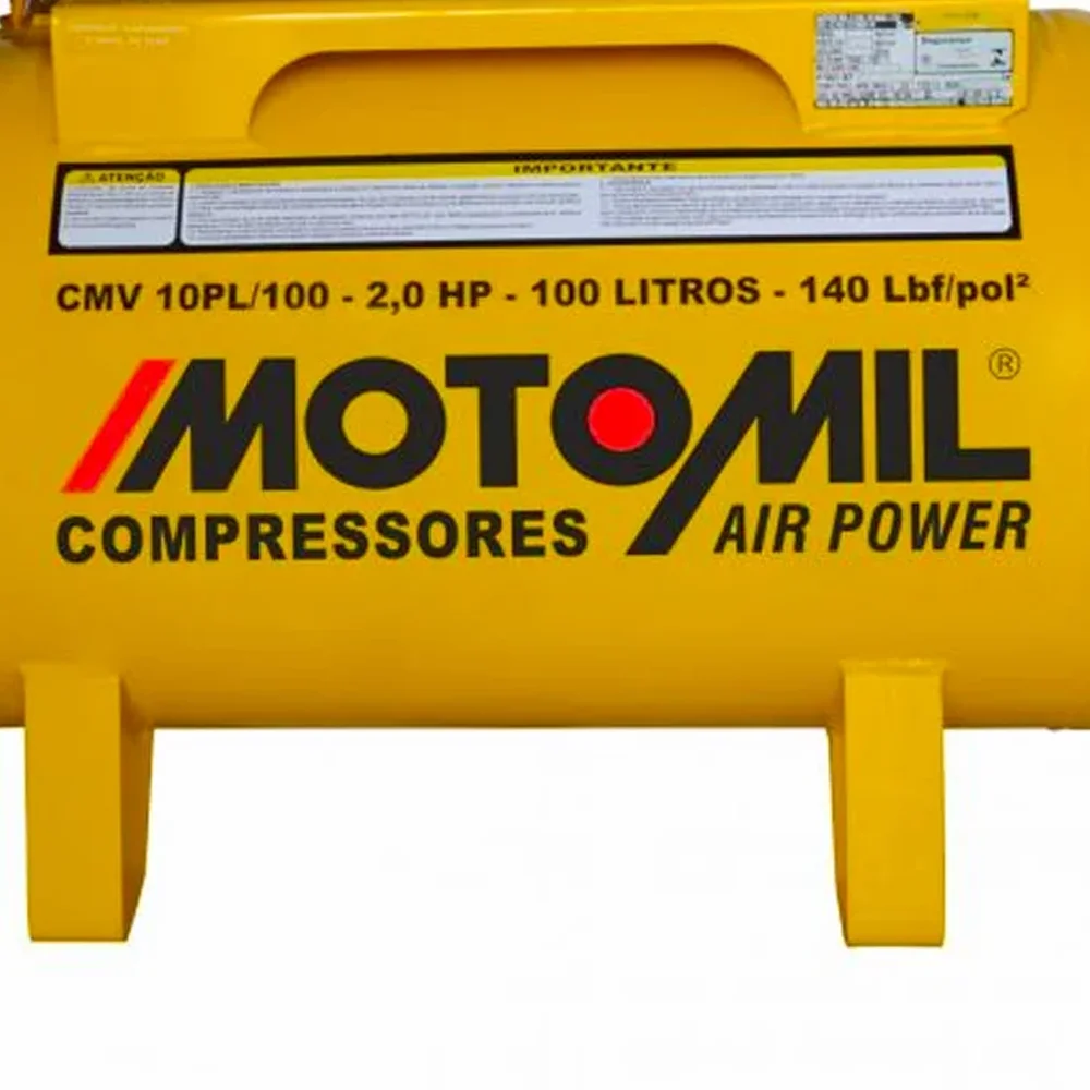 Compressor de Ar Profissional 10 PCM 100 Litros 140Psi CMV-10PL/100A 127V - Motomil