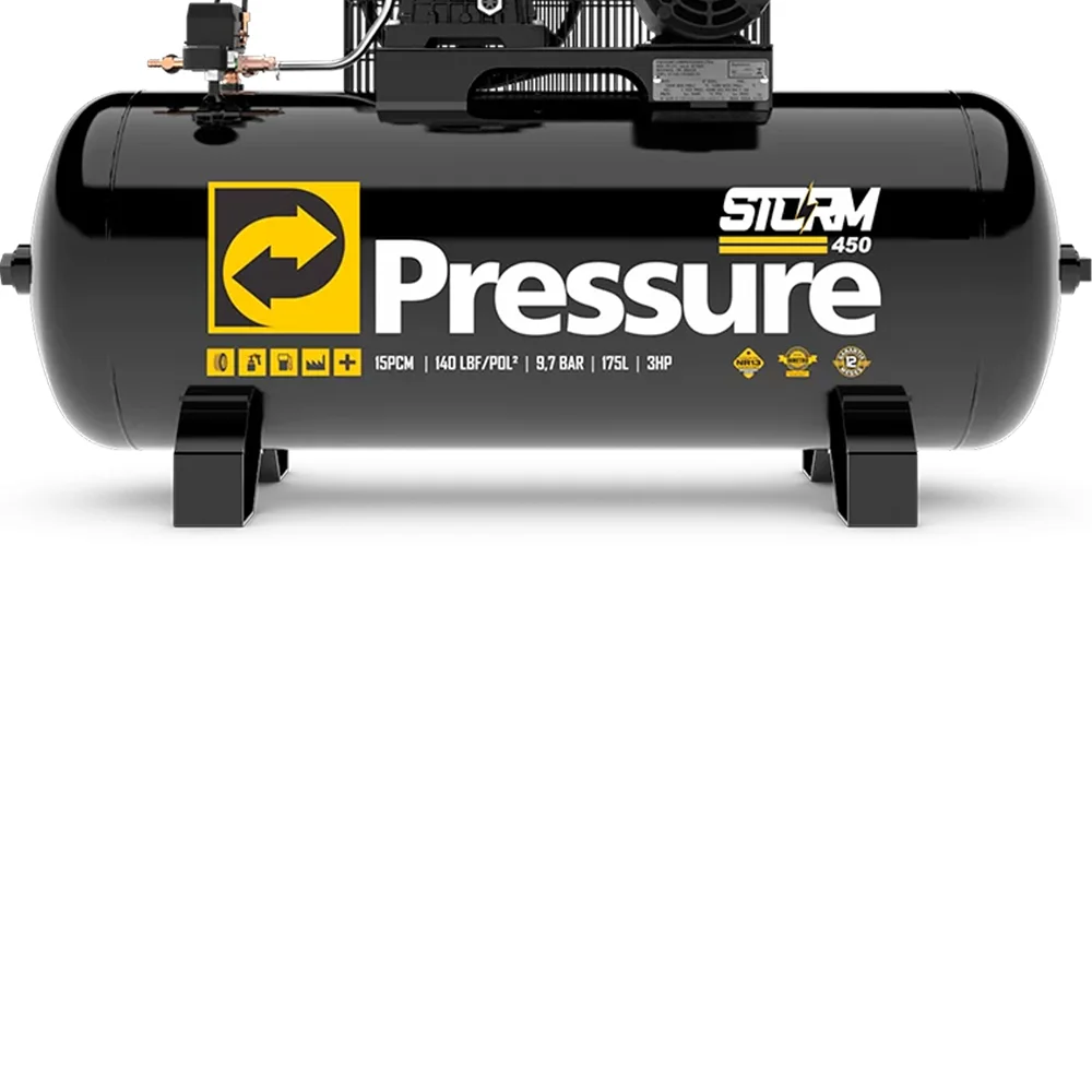 Compressor de Ar 15/175  Storm 450 15 Pés 175 Litros 110/220V Mono - Pressure-8975703012