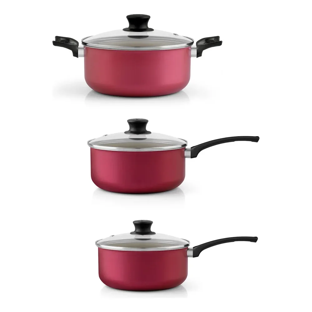 Conjunto Panelas Aluminio 5 Pçs AA Cereja Panelux Magnific