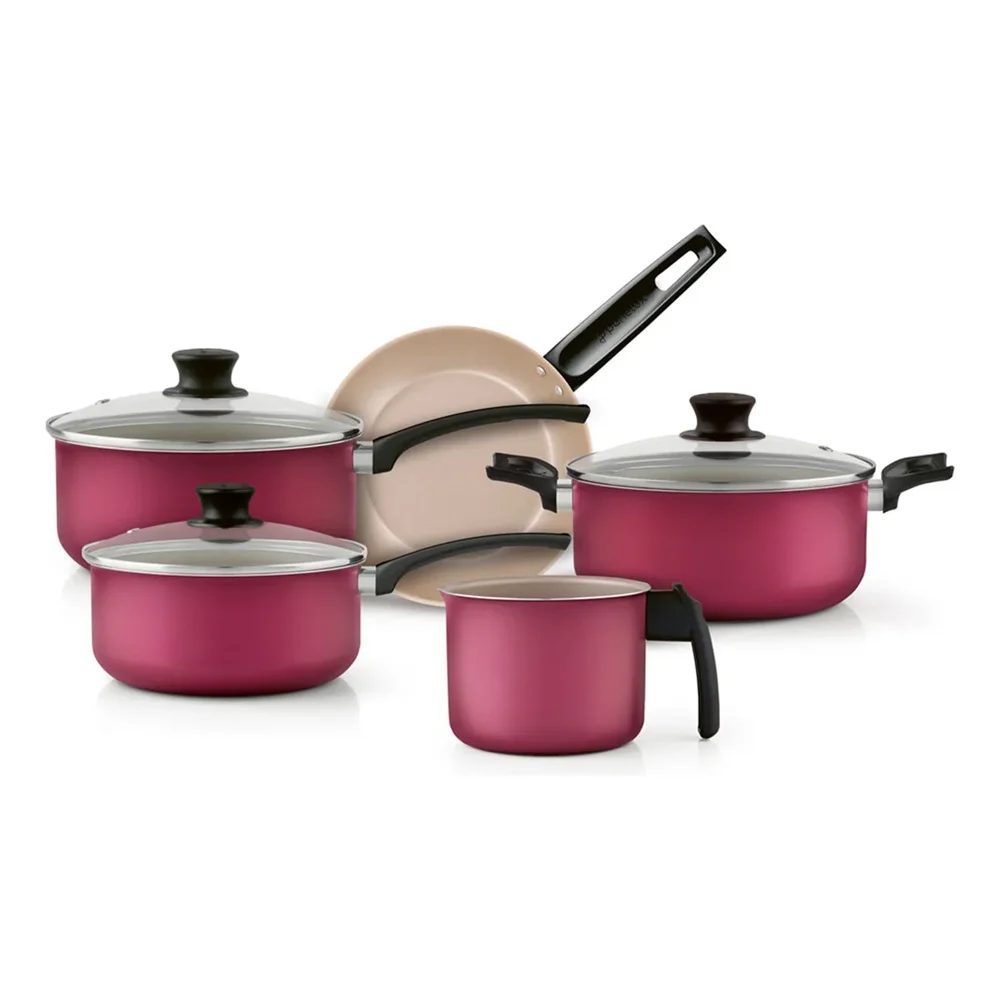 Conjunto Panelas Aluminio 5 Pçs AA Cereja Panelux Magnific