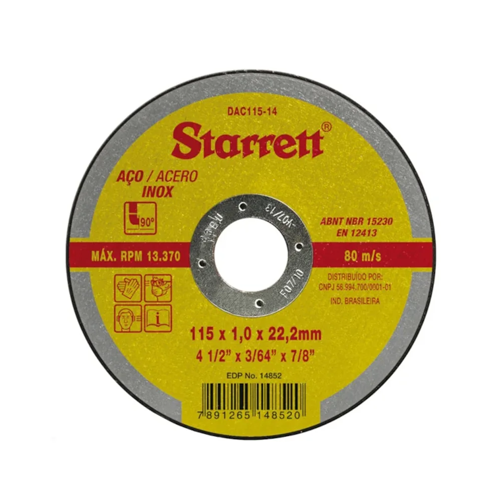 Disco de Corte Aço Inox 4.1/2" – Starrett-DAC115-14