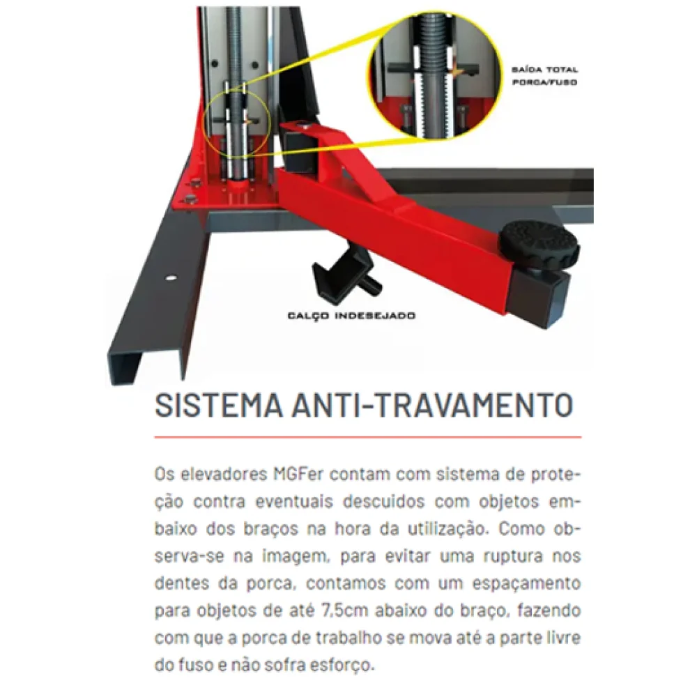 Elevador Automotivo 2,600 KG  220/380V Trifásico - MGFER