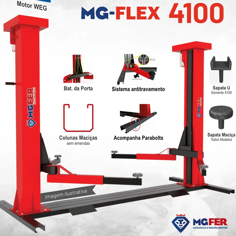 Elevador Automotivo 4,100 KG 220/380V Trifásico - Azul Escuro -MGF-4100A