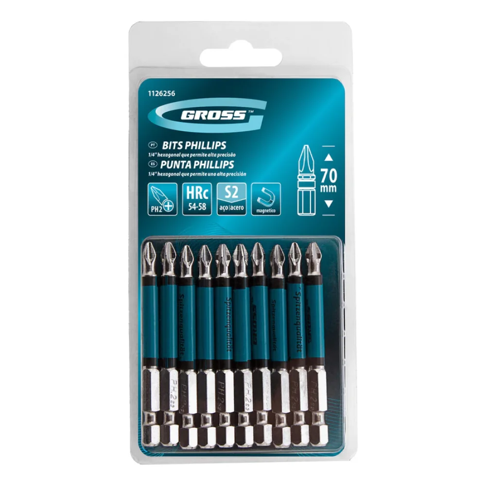 Jogo de Bits PH2 70mm 10 Peças – Gross-1126256
