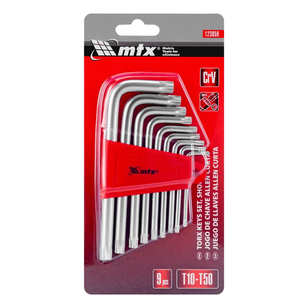 Jogo de Chaves Torx Curta T10–T50 9 Peças – MTX-123059