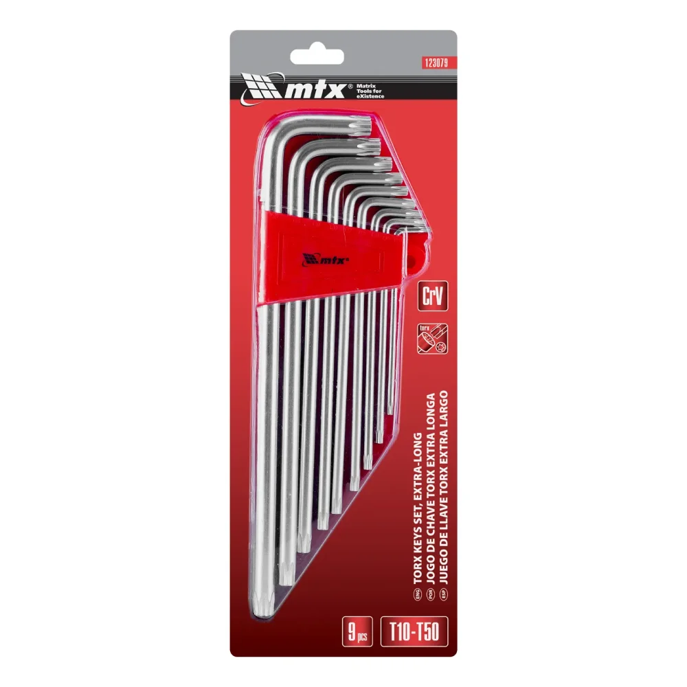 Jogo de Chaves Torx Extra Longa T10–T50 9 Peças – MTX-123079