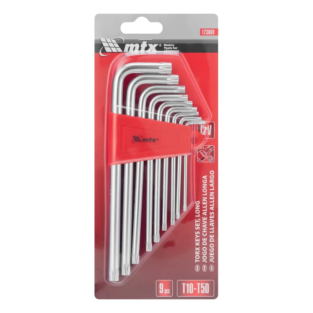 Jogo de Chaves Torx Longa T10–T50 9 Peças – MTX-123069