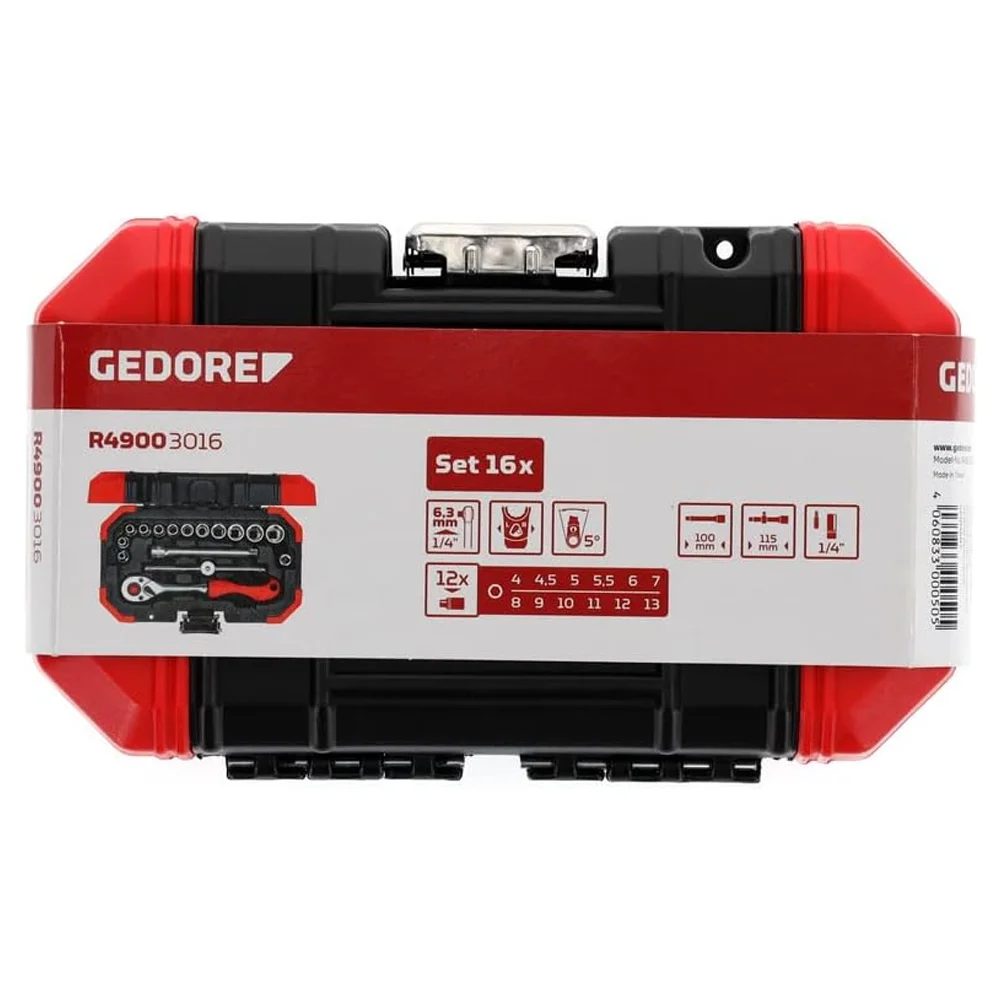 Jogo De Soquete Sextavado Enc. 1/4 4 A 13mm Com 16 Peças - Gedore Red - 3300050