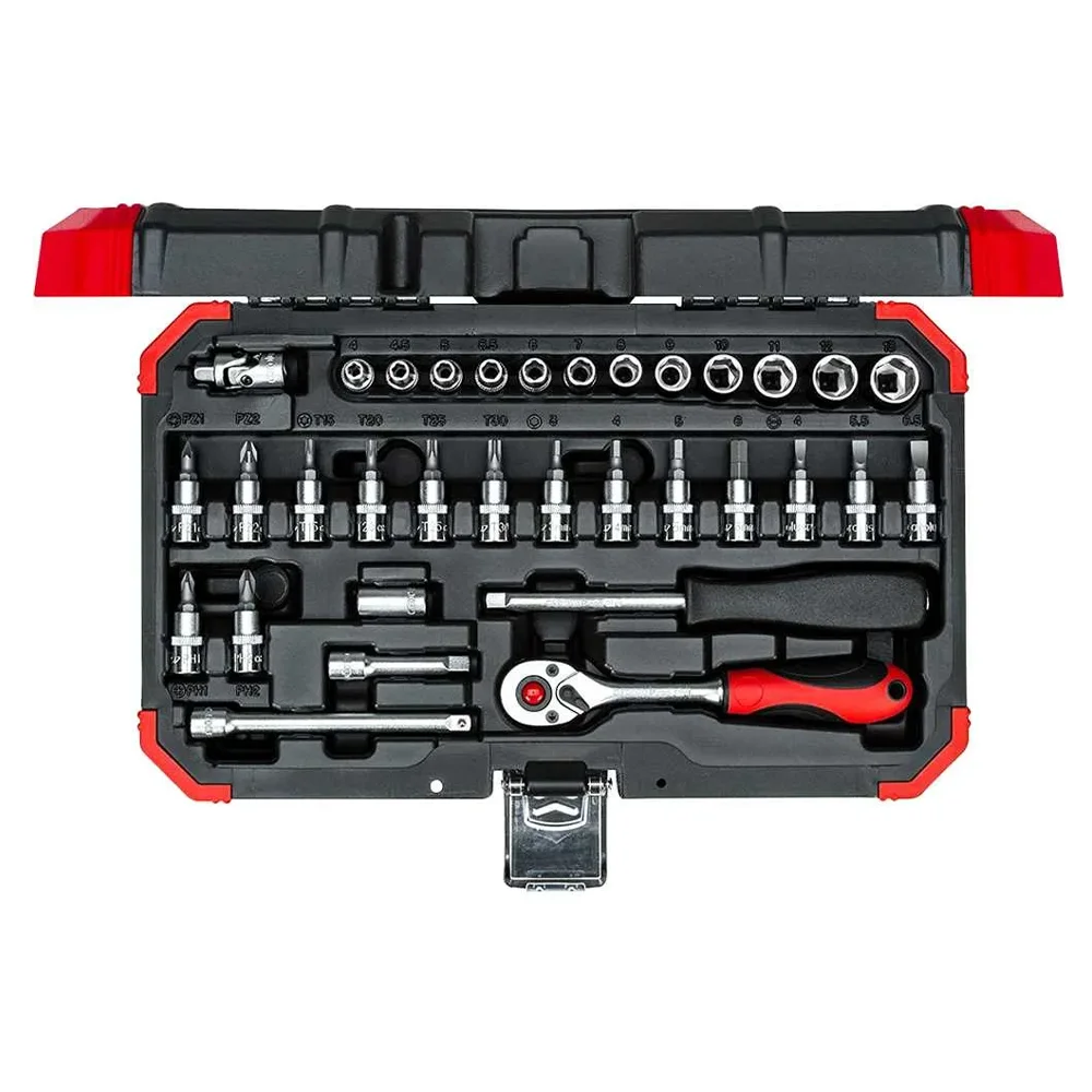Jogo De Soquetes Sextavado 1/4 4-13mm 33pcs GEDORE RED - R49003033
