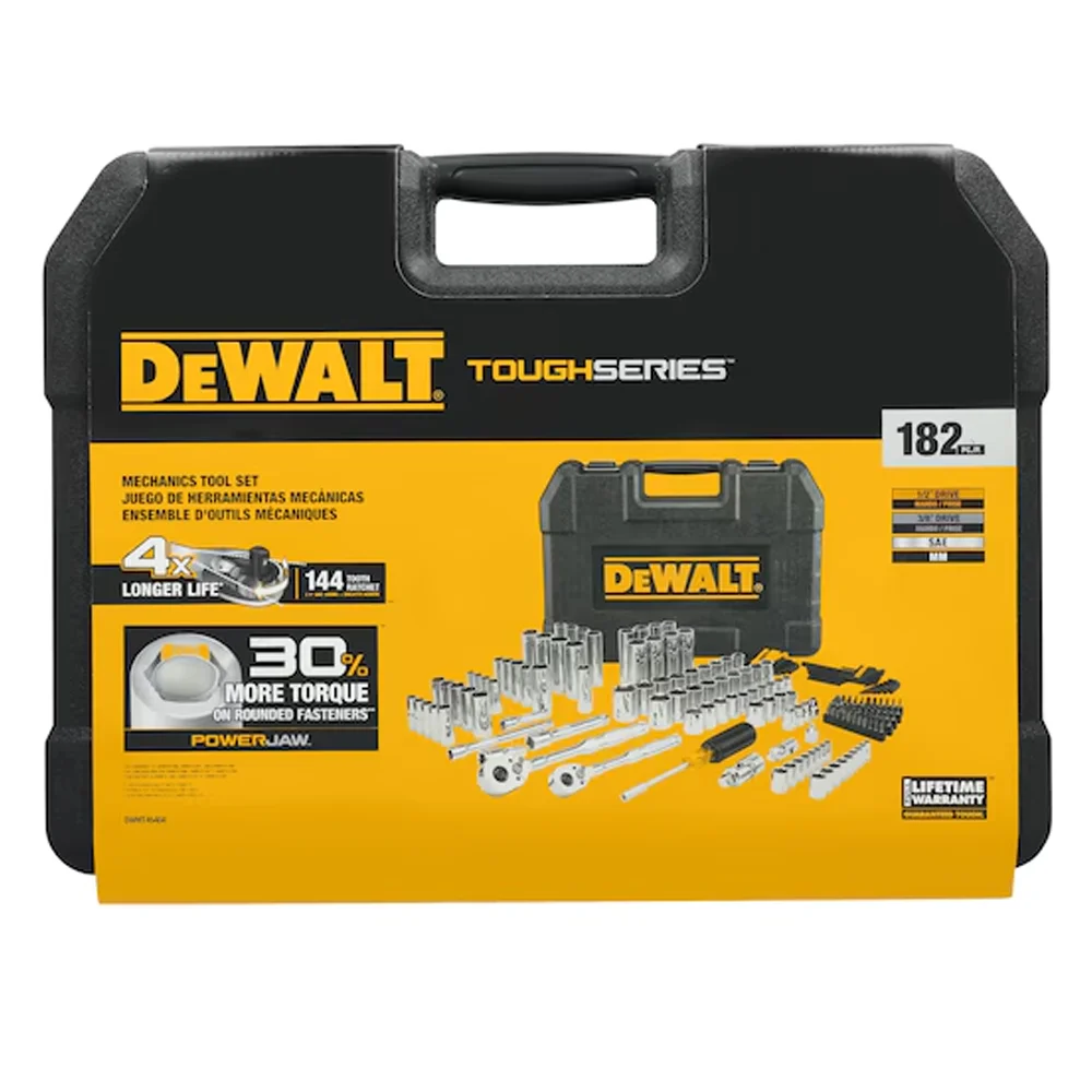 Jogo Ferramentas Mecânicas 3/8” e 1/2” 182 Peças – DeWALT‑DWMT45404