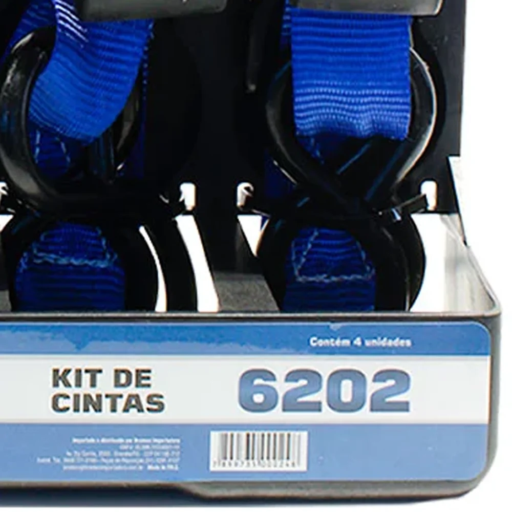 Kit Cintas Cap 245Kg P/ Amarração Cargas C/ Cinta-GANCHO 4PC - BREMEN - 6202