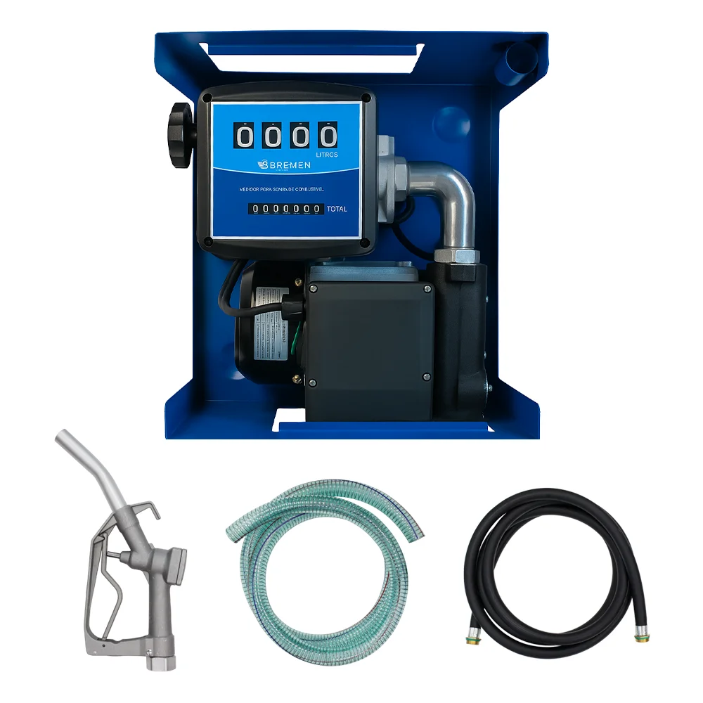 Kit de Abastecimento para Diesel 220V 60 L/min com Bico Manual e Mangueiras -  Bremen-15000