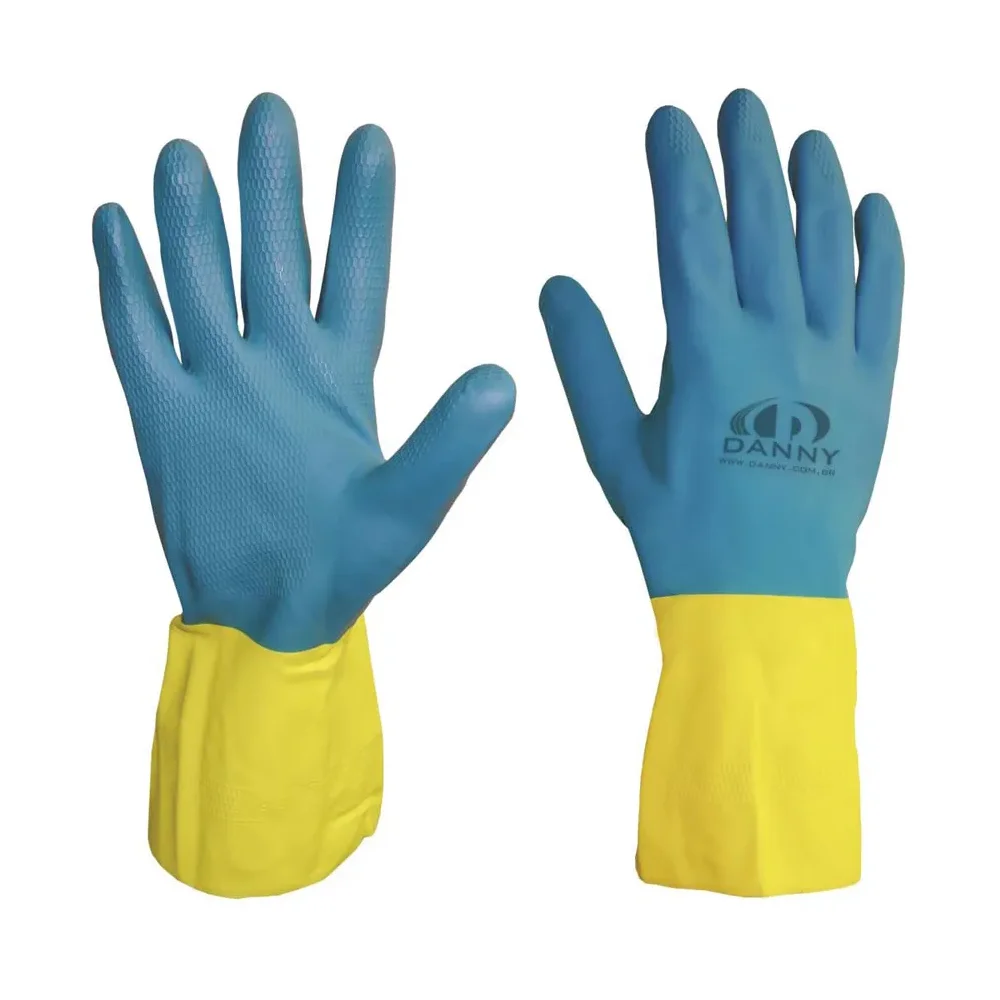 Luva de Látex/Neoprene Média Amarela e Azul – Vonder‑70.85.000.200