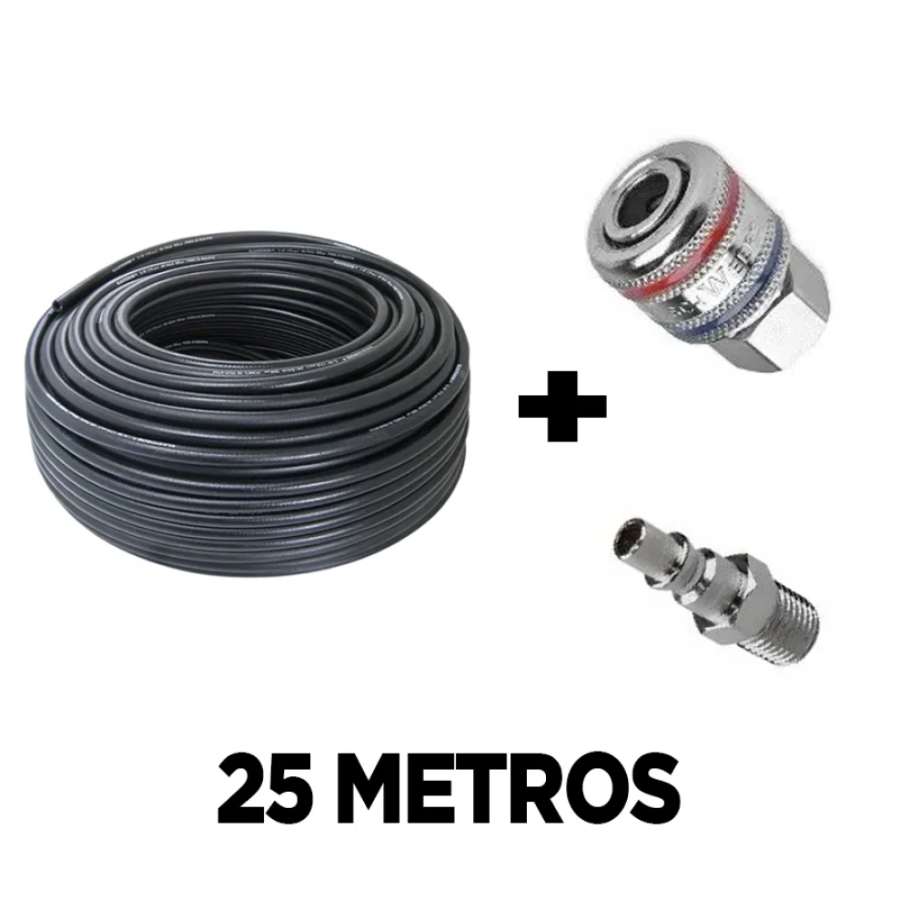 Mangueira Rubber para Água e Ar 1/2 com Engate Rápido - 25 Metros