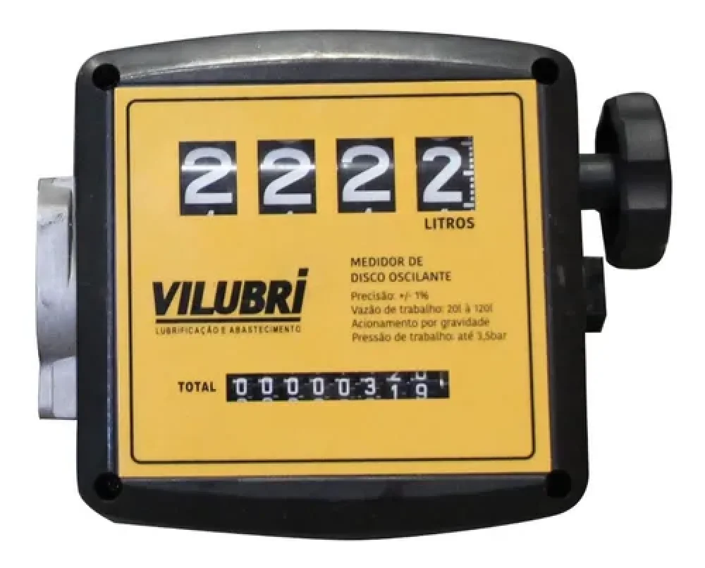 Medidor Mecânico 4 Dígitos para Combustíveis 120LPM - Vilubri 