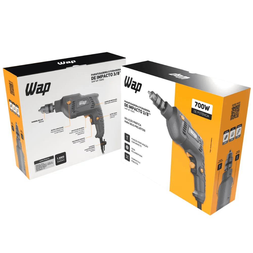 Parafusadeira e Furadeira de Impacto WF 700FE 3/8pol 220v - Wap-FW010097