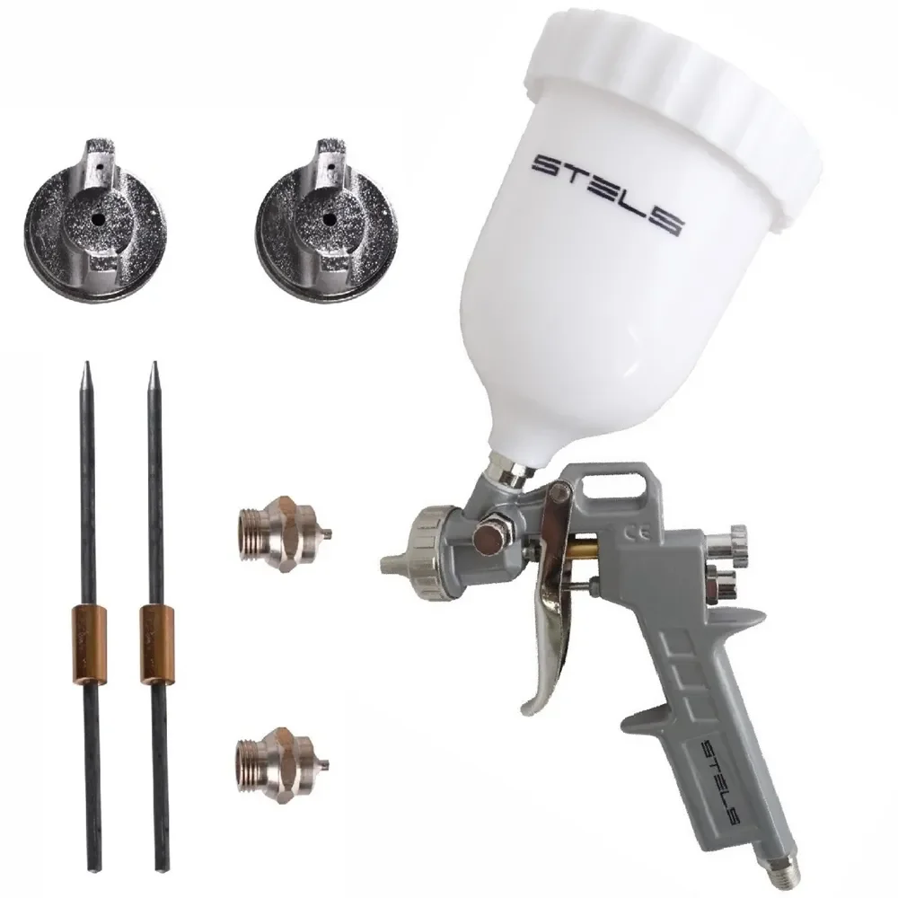 Pistola de Pintura, Tanque Alto, Bicos 1,2-1,5-1,8mm, Rosca - Stels-5731455