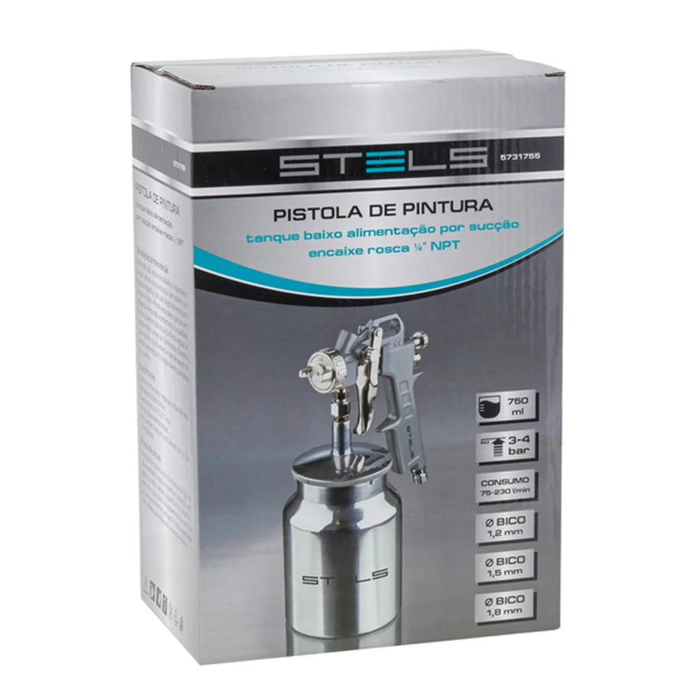 Pistola Pneumática para Pintura com Tanque Baixo 750ml - Stels-5731755