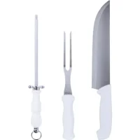 Kit Faca Garfo e Chaira em Aço Inox com Cabo 3 Peças - Kala-241856