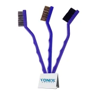 Kit 3 Escovas Detalhamento Nylon/Aço/Latão – Vonixx‑2005067
