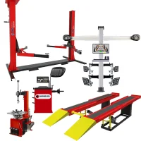 Kit Oficina com Balanceadora, Desmontadora Pneumática, Elevador Automotivo 2.600Kg, Rampa de Alinhamento e Alinhador Digital - MGfer