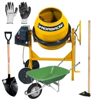 KIT PEDREIRO com Betoneira 150L, Pá de Bico, Enxada, Carrinho de Mão 45L e Luva de Segurança - kitP1