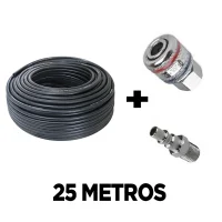 Mangueira Rubber para Água e Ar 1/4 com Engate Rapido - 25 Metros