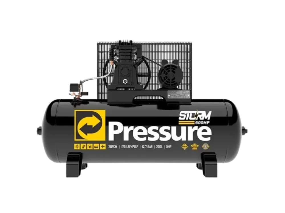 Compressor de Ar Storm 600 20/200 175 PSI 5hp Trifásico - Pressure