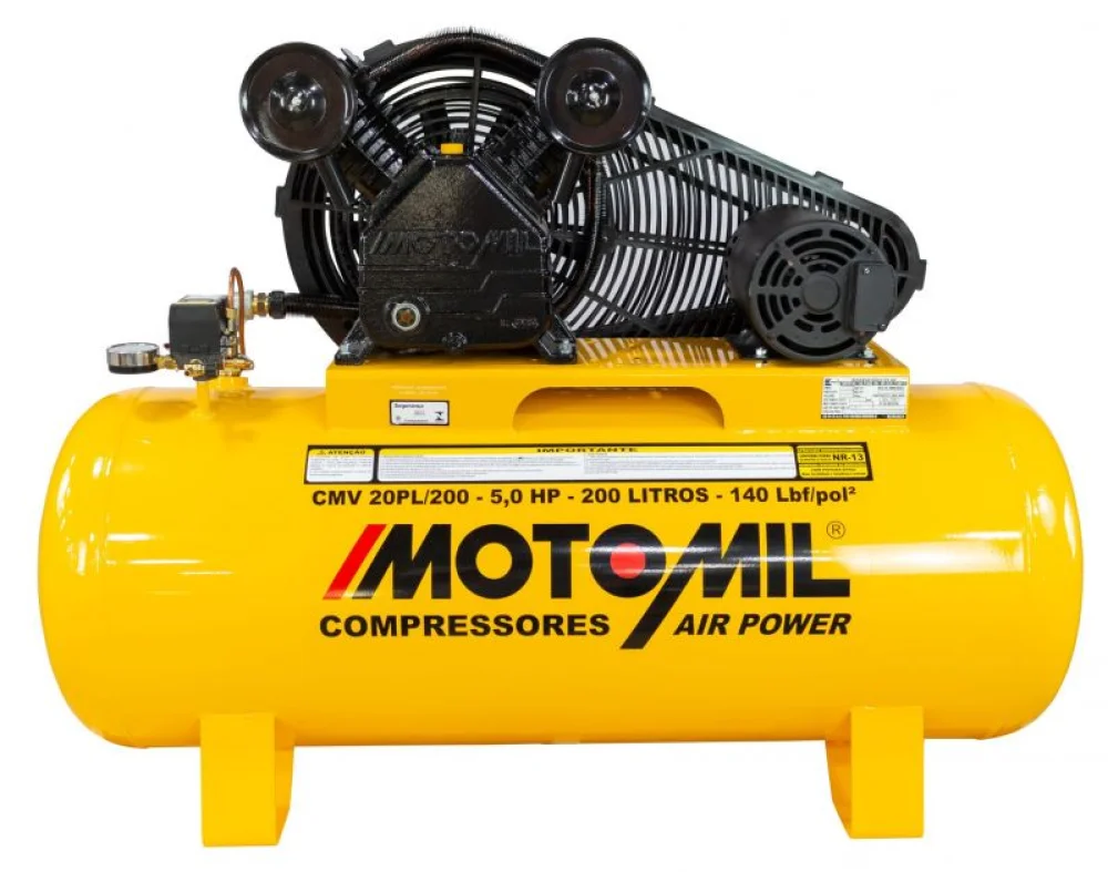 Compressor de Ar 20 Air Power 200L 5hp Trifásico - Motomil