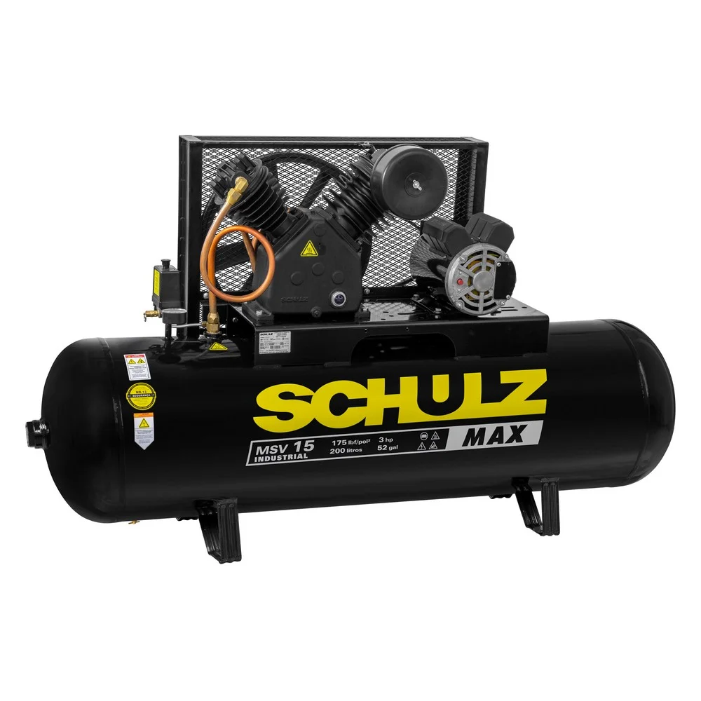 Compressor de Ar MSV 15 MAX 3hp 200L 175 psi Monofásico - Schulz