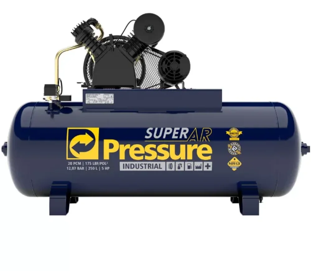 Compressor de Ar SUPER AR 20 Pés 200 Litros Alta Pressão Trifásico 220/380V  - Pressure